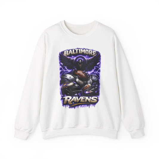Baltimore Ravens Lightning Crewneck Sweatshirt — Football Fan Pullover