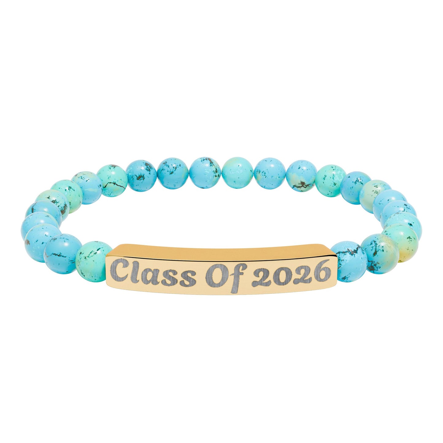 Engraved Class of 2026 Natural Stone Stretch Bracelet