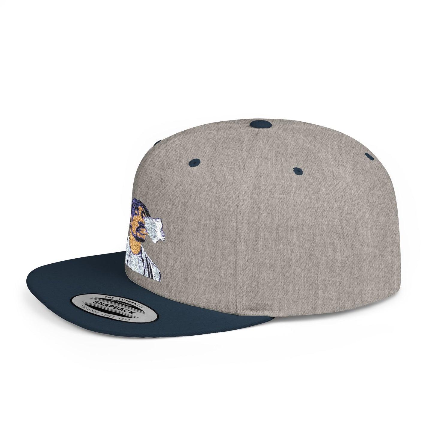Stylish Flat Bill Snapback Hat with Unique Embroidered Design