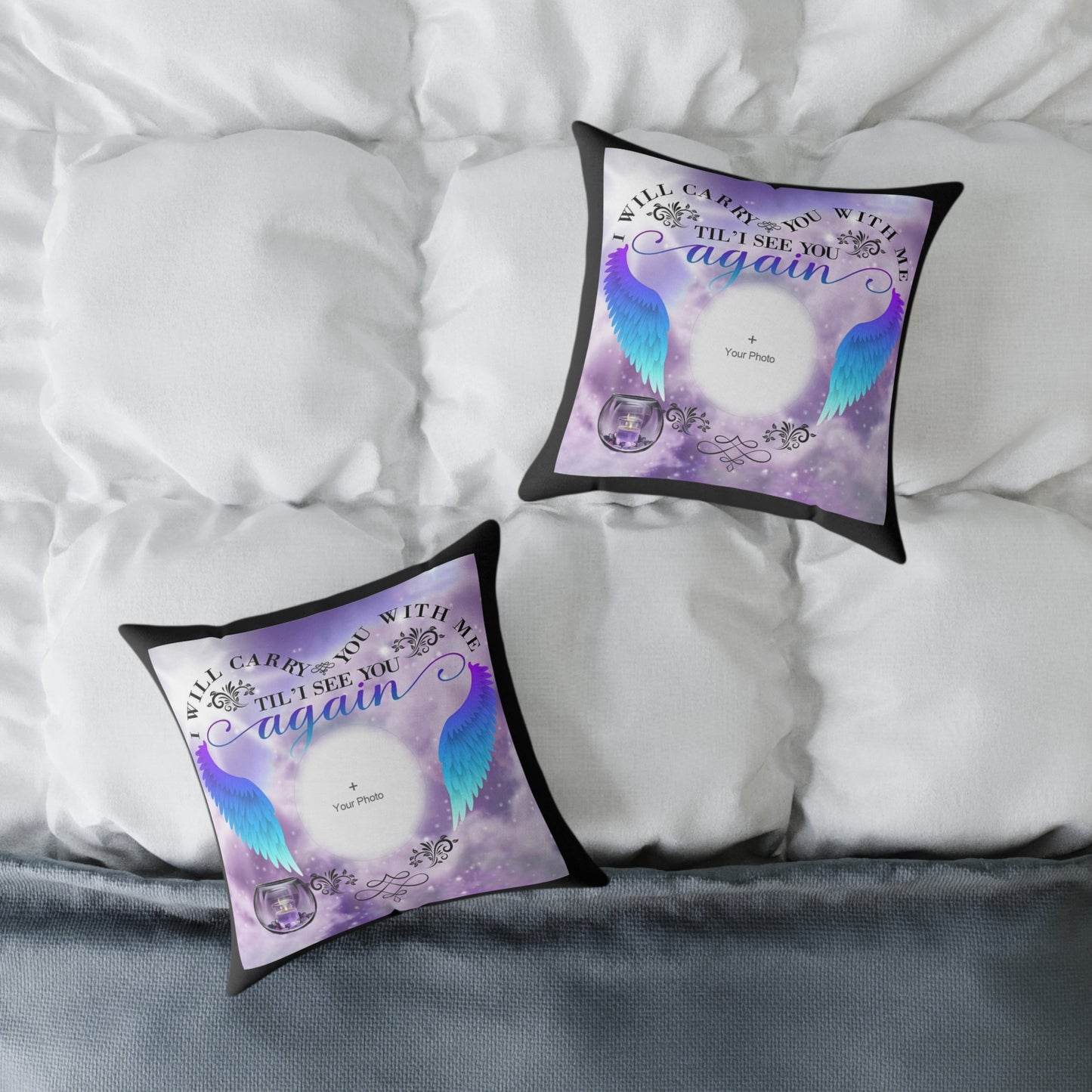 Square Pillow Personalized Memorial - 2 Sided Image Customizable