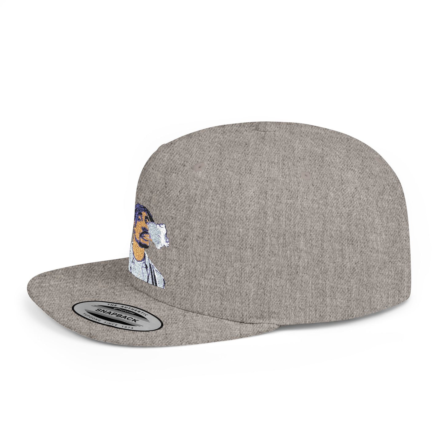 Stylish Flat Bill Snapback Hat with Unique Embroidered Design