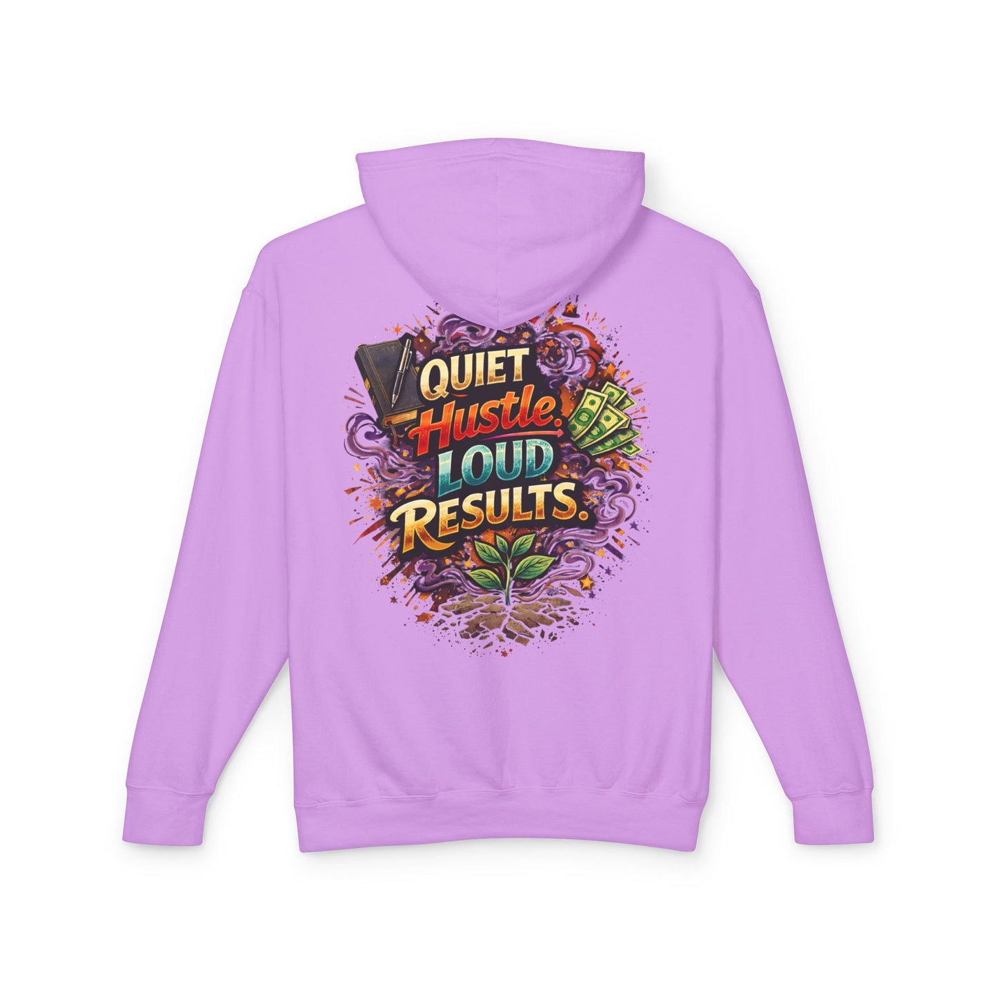 Quiet Hustle Loud Results Hoodie — Motivational Graphic Pullover