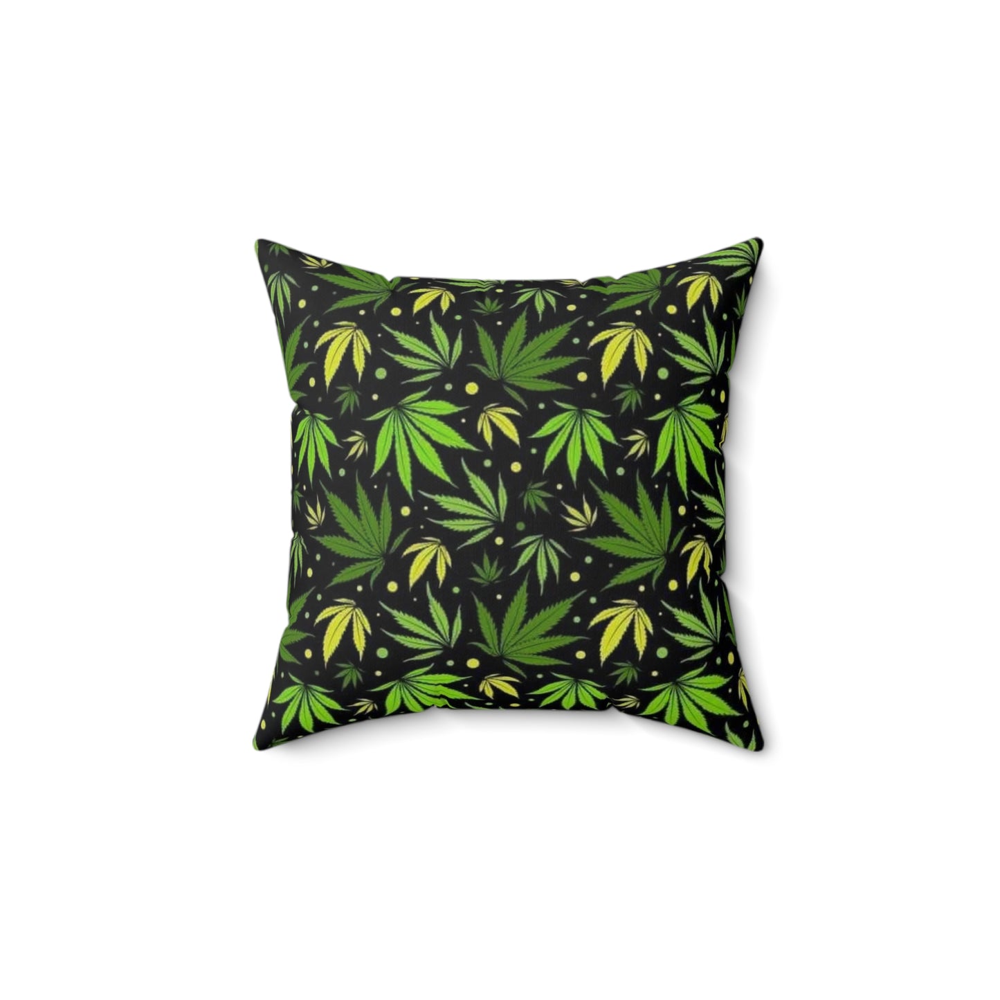 Cannabis Leaf Decorative Pillow - Spun Polyester Square Cushion for Bohemian Home Decor