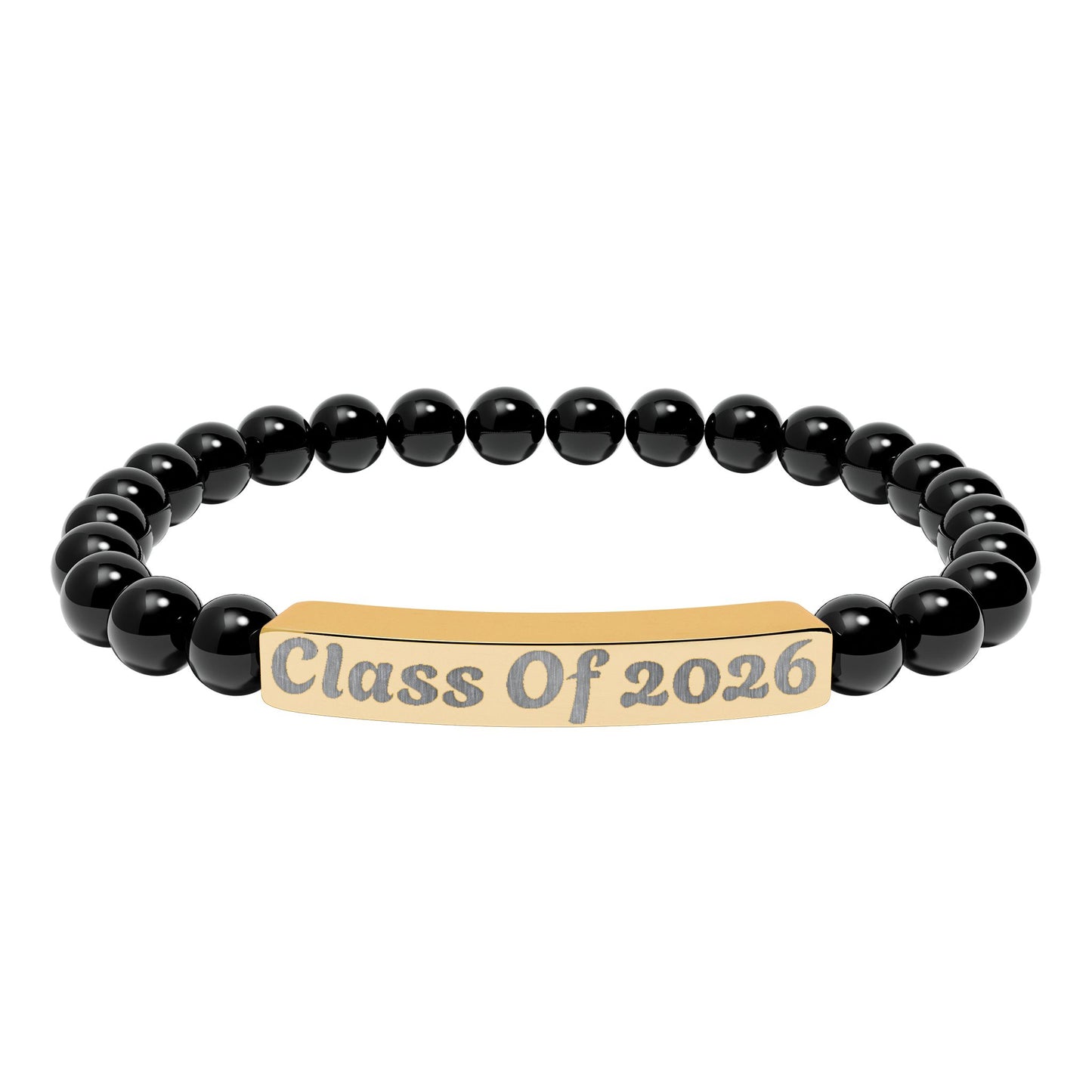 Engraved Class of 2026 Natural Stone Stretch Bracelet