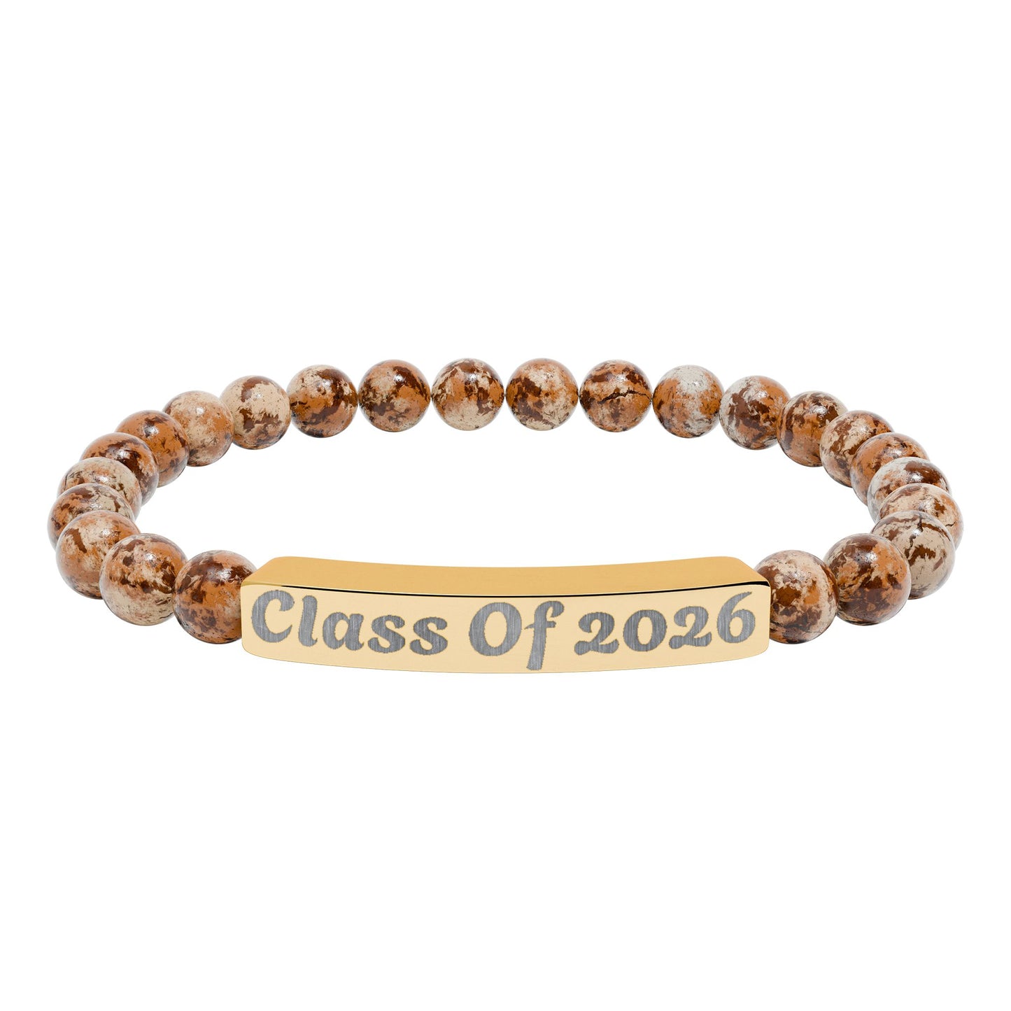 Engraved Class of 2026 Natural Stone Stretch Bracelet