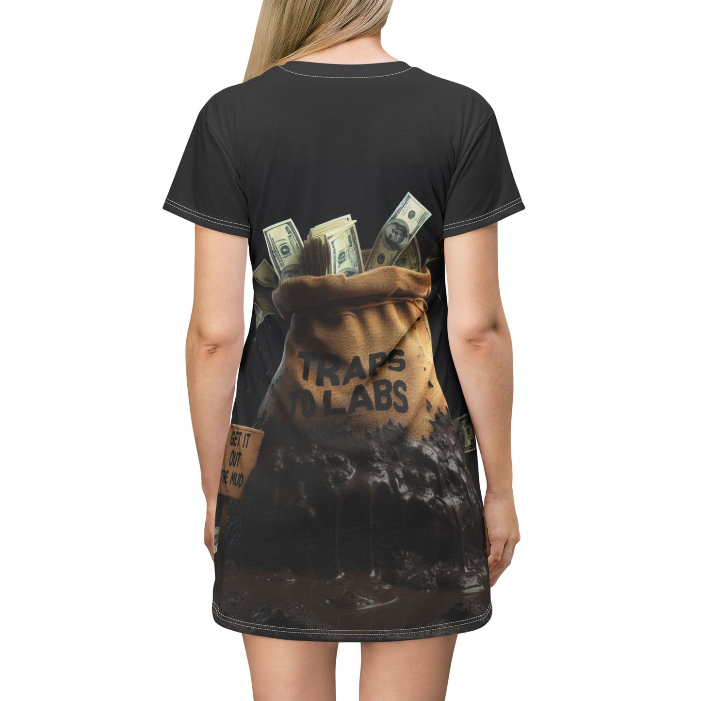 Traps to Labs T-Shirt Dress - Get It Out the Mud, Casual Dress, Streetwear, Unique Fashion, Gift for Her