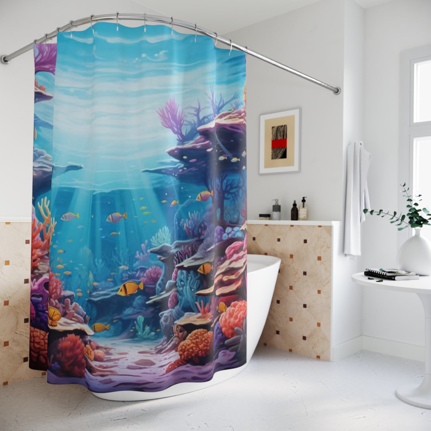 Colorful Underwater Ocean Scene Shower Curtain – Vibrant Marine Life Décor