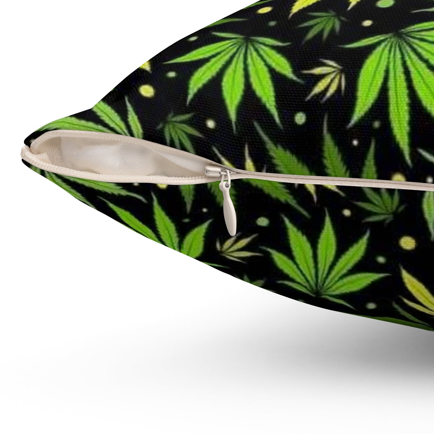 Cannabis Leaf Decorative Pillow - Spun Polyester Square Cushion for Bohemian Home Decor