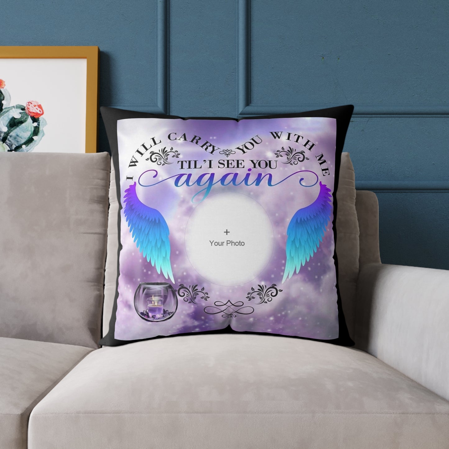 Square Pillow Personalized Memorial - 2 Sided Image Customizable