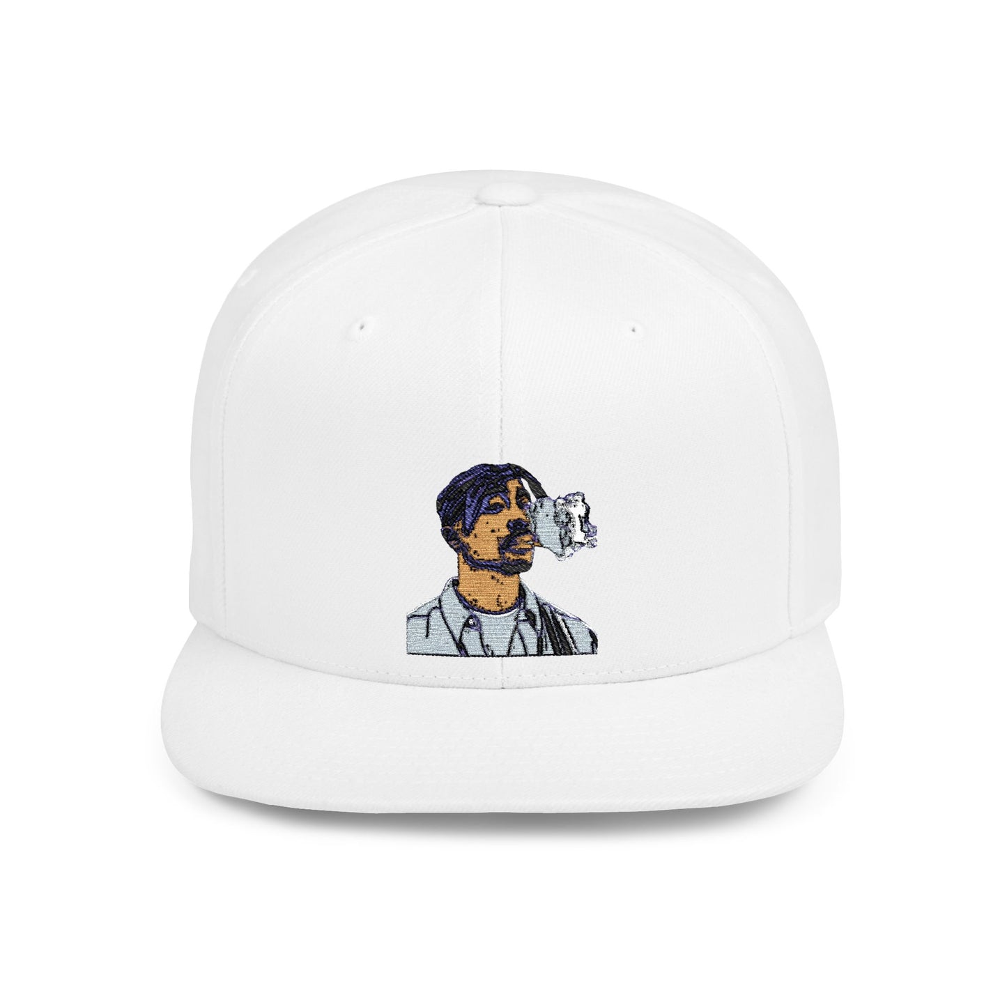 Stylish Flat Bill Snapback Hat with Unique Embroidered Design