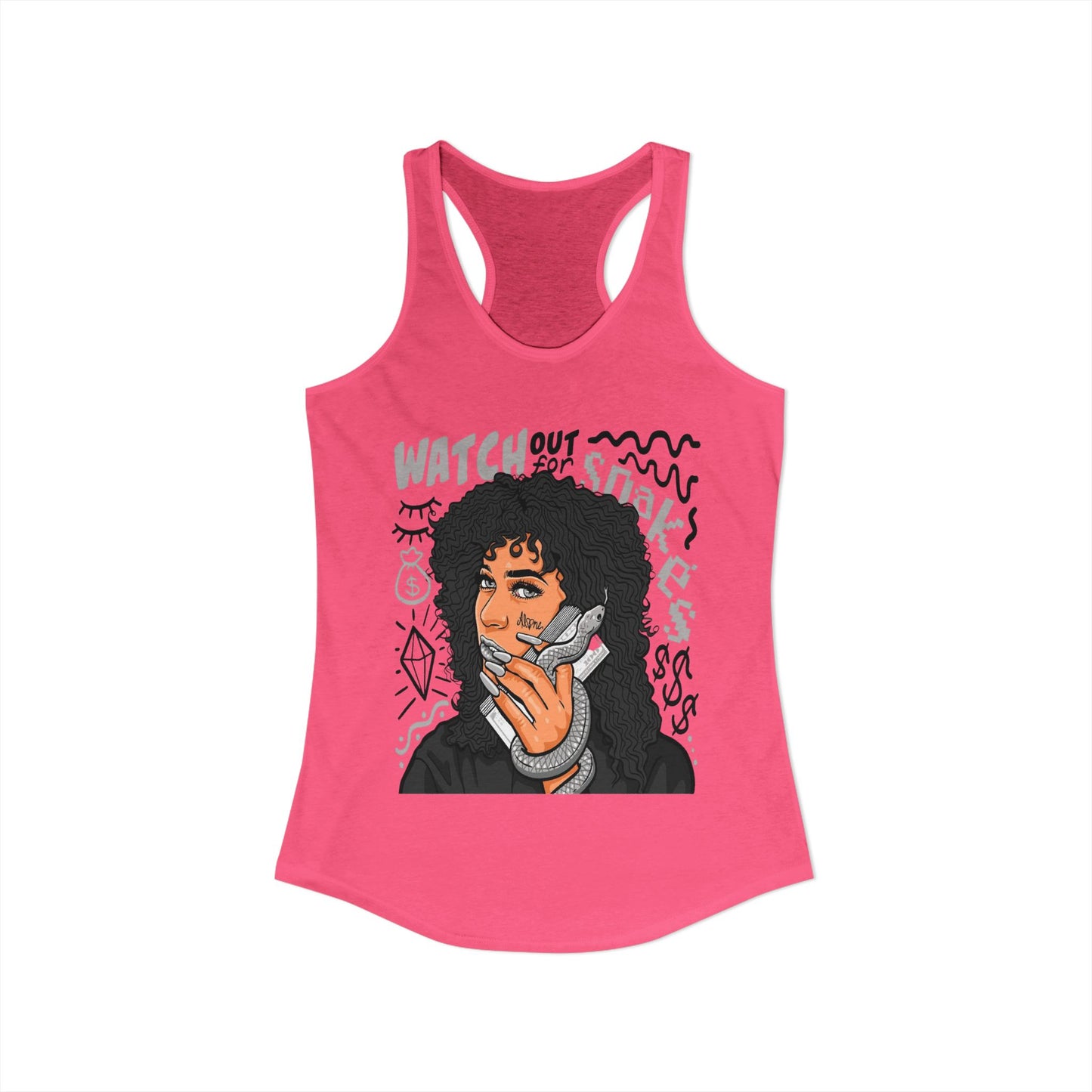 Watch Out Graphic Women's Racerback Tank Top – Trendy Summer Style