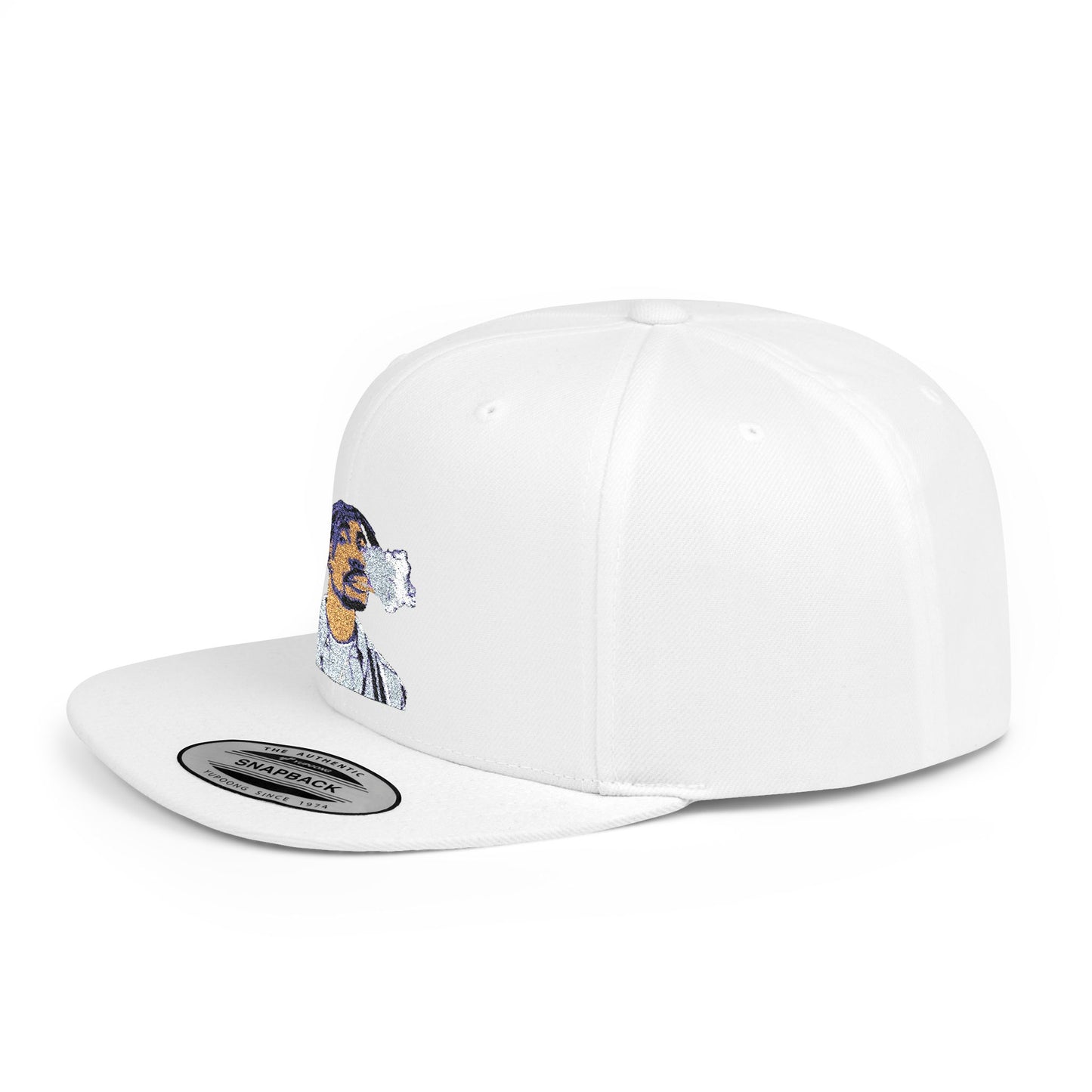 Stylish Flat Bill Snapback Hat with Unique Embroidered Design