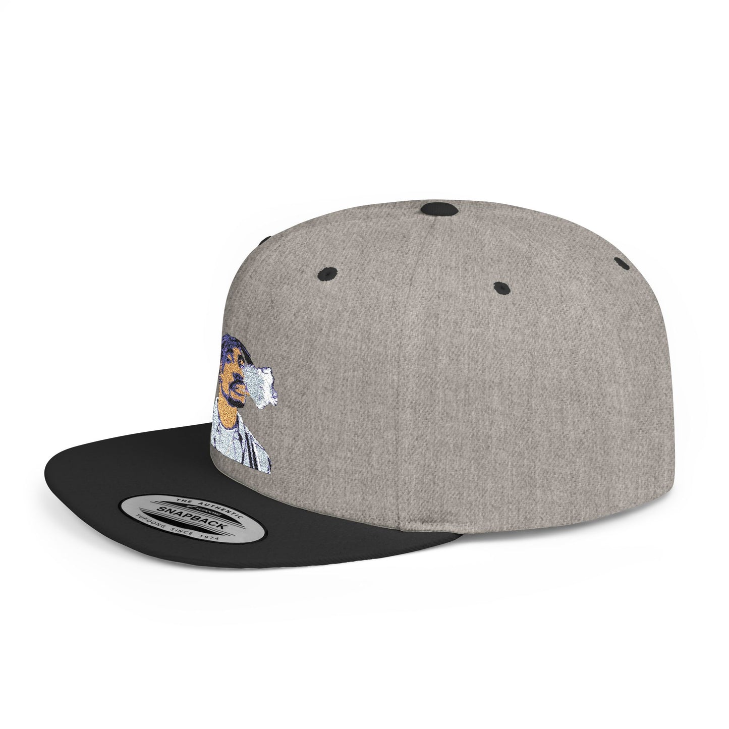 Stylish Flat Bill Snapback Hat with Unique Embroidered Design