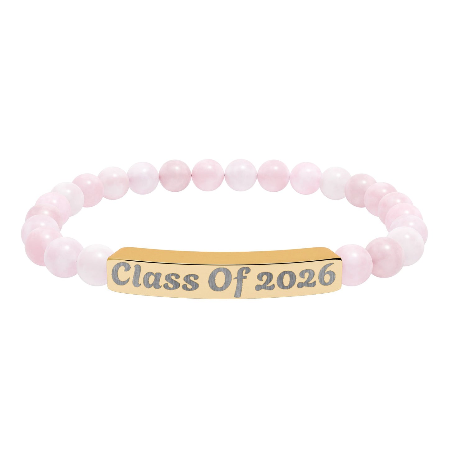 Engraved Class of 2026 Natural Stone Stretch Bracelet
