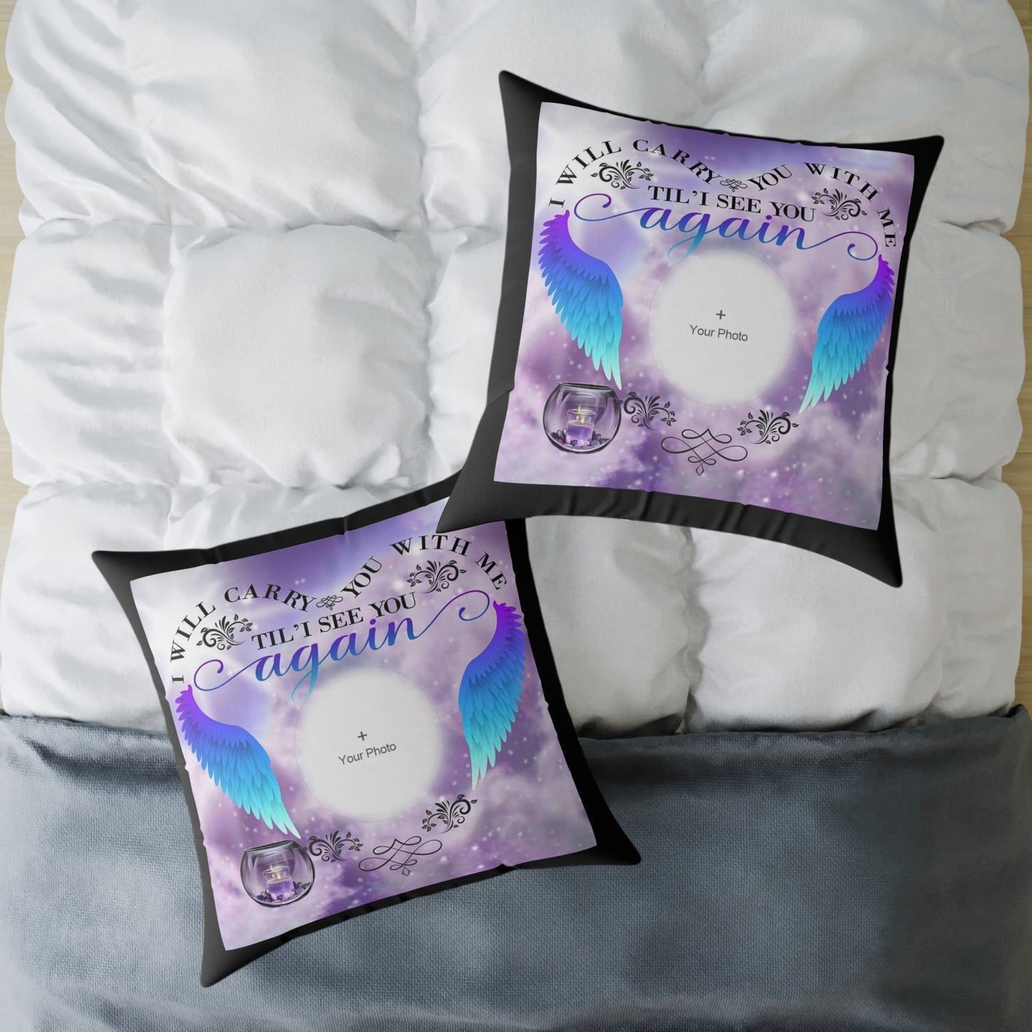 Square Pillow Personalized Memorial - 2 Sided Image Customizable