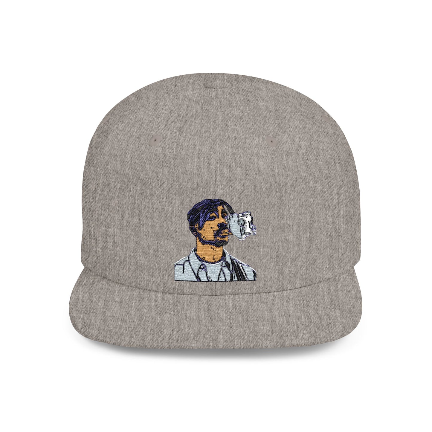 Stylish Flat Bill Snapback Hat with Unique Embroidered Design