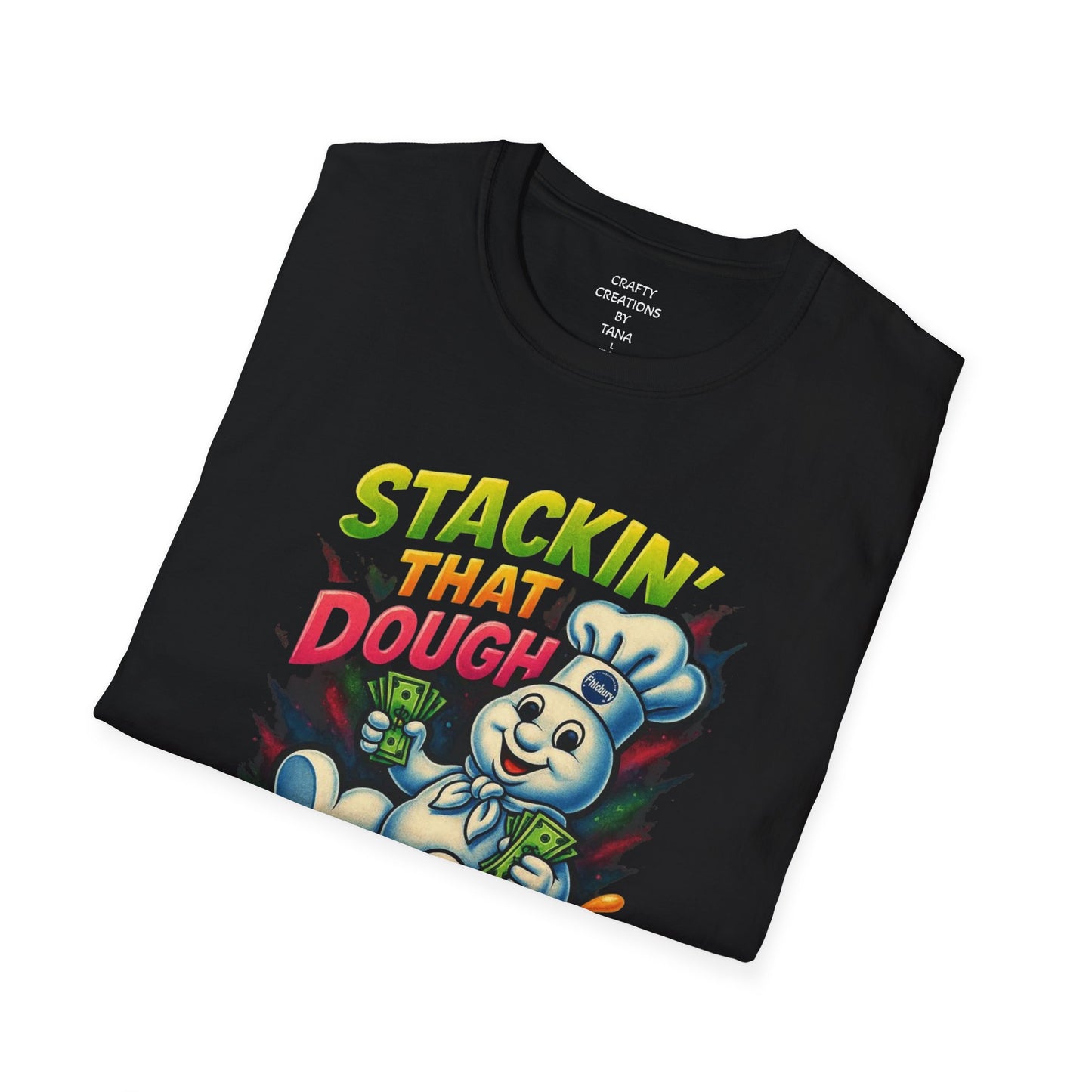 'Stackin' That Dough' Graphic Tee, Fun Gift for Bakers, Foodie Apparel, Retro Design, Casual Wear, Kitchen Humor