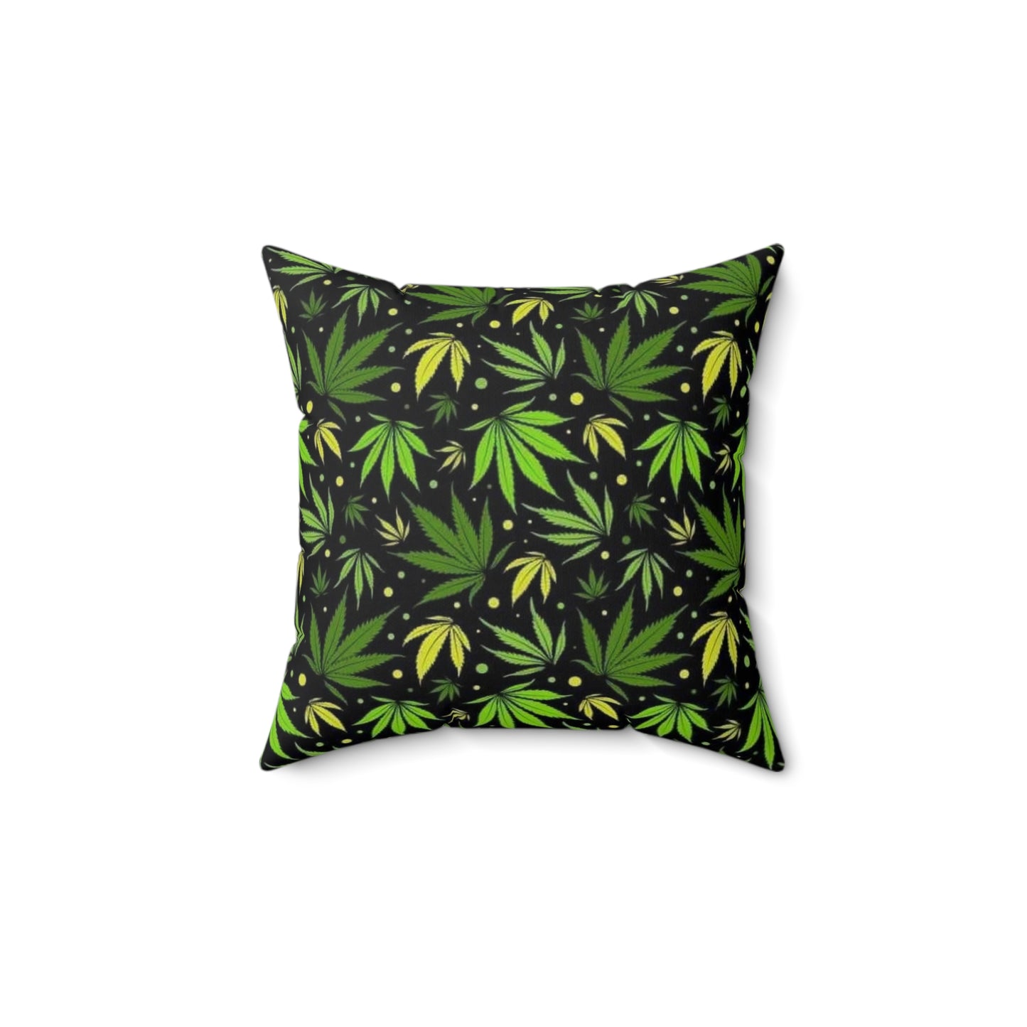 Cannabis Leaf Decorative Pillow - Spun Polyester Square Cushion for Bohemian Home Decor