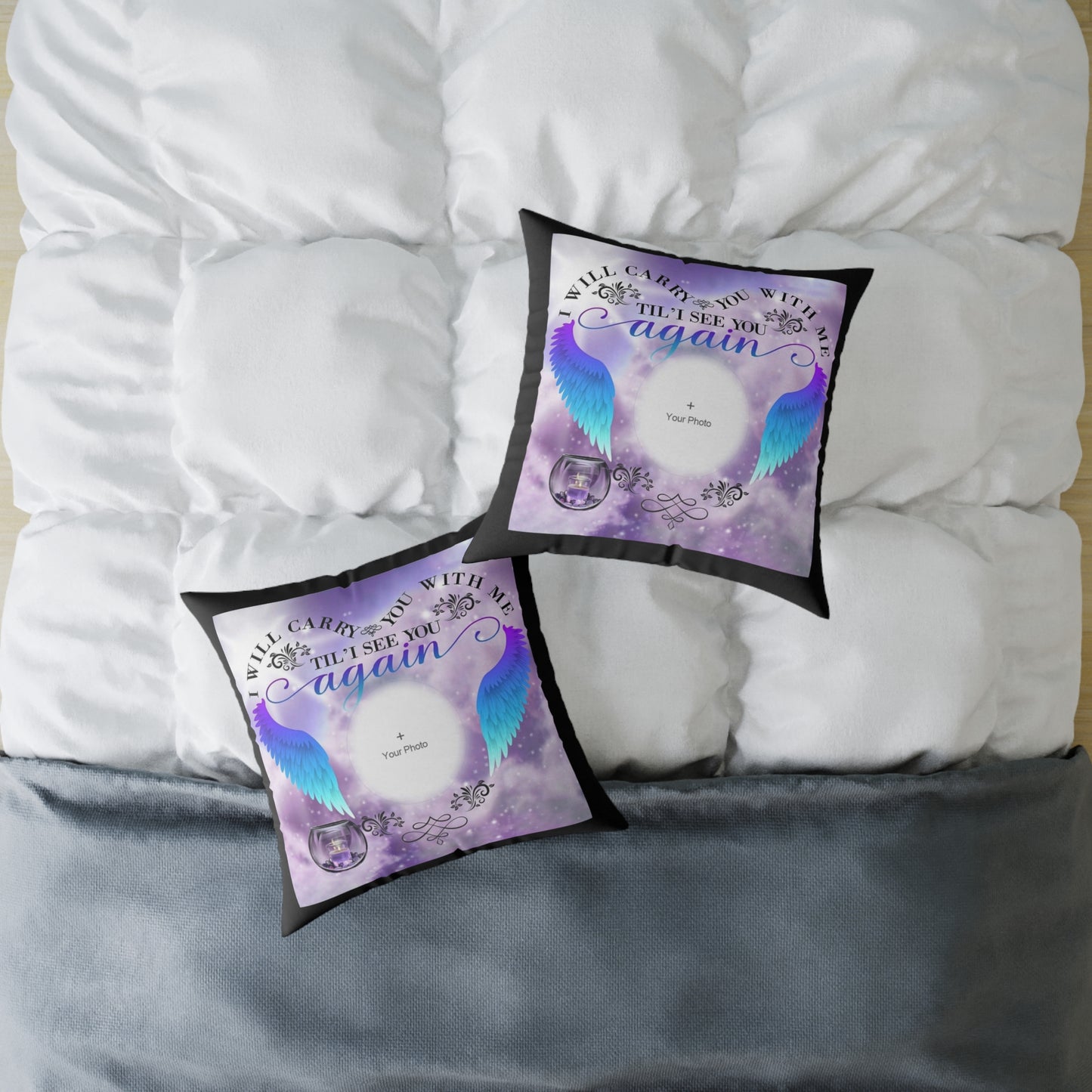 Square Pillow Personalized Memorial - 2 Sided Image Customizable