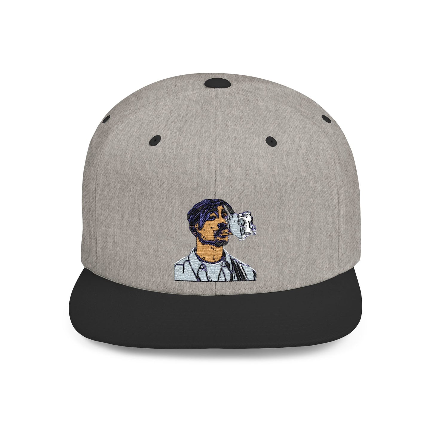 Stylish Flat Bill Snapback Hat with Unique Embroidered Design