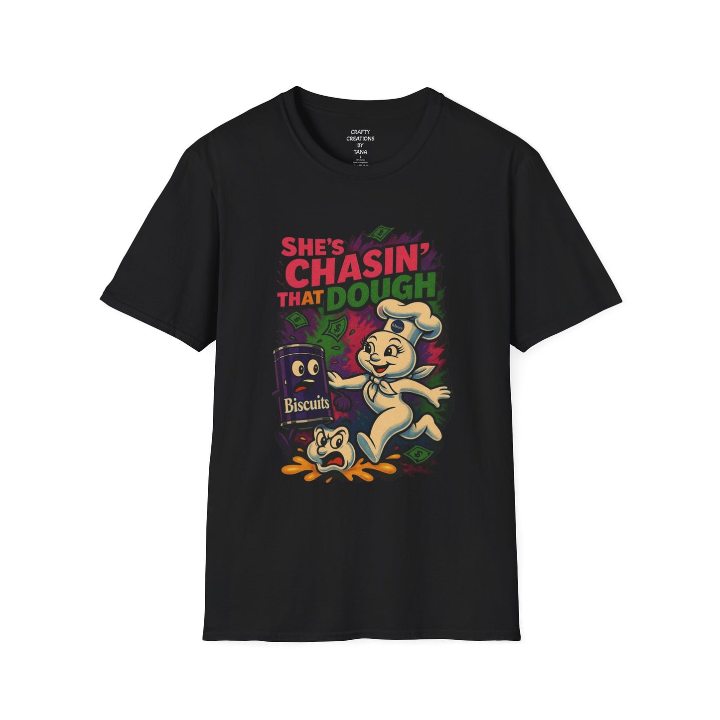 She's Chasin' That Dough T-Shirt, Fun Apparel, Gift for Bakers, Cooking Lovers, Quirky Tee, Baking Humor