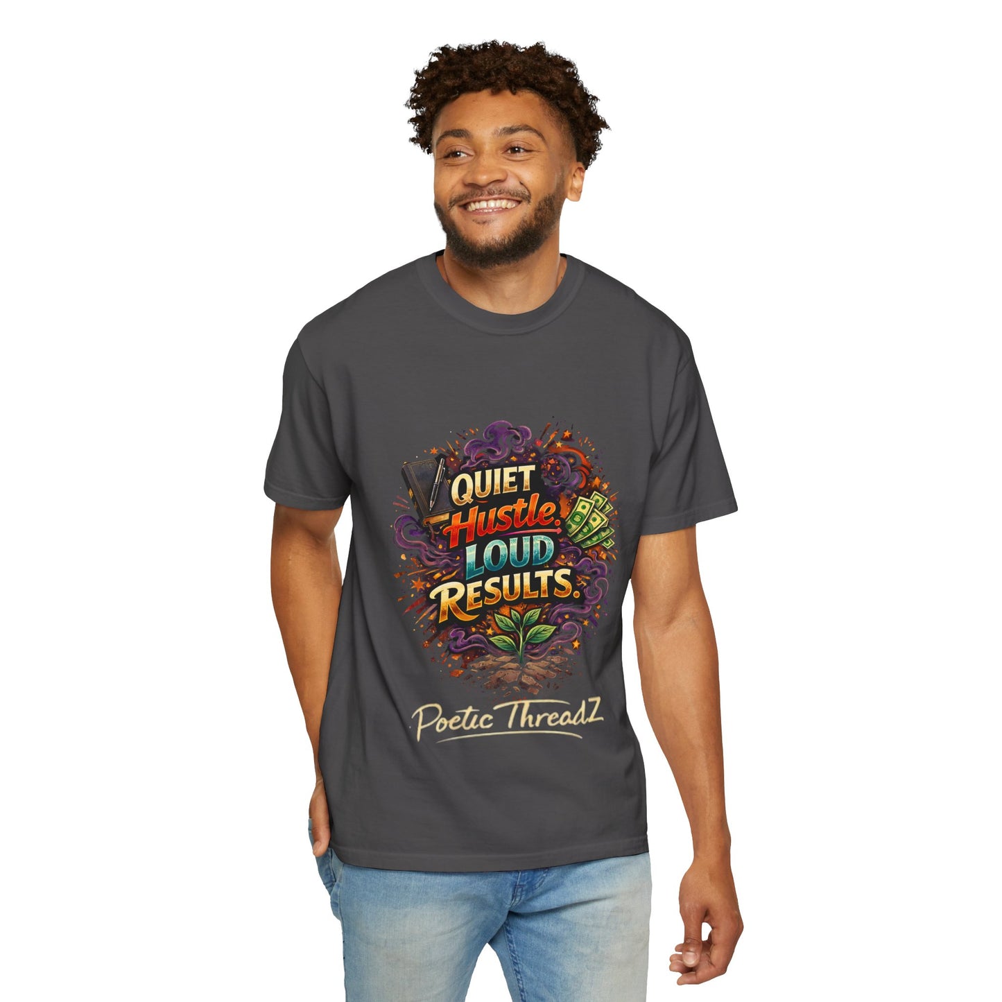 Quiet Hustle Loud Results T-Shirt — Motivational Graphic Tee