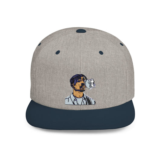 Stylish Flat Bill Snapback Hat with Unique Embroidered Design