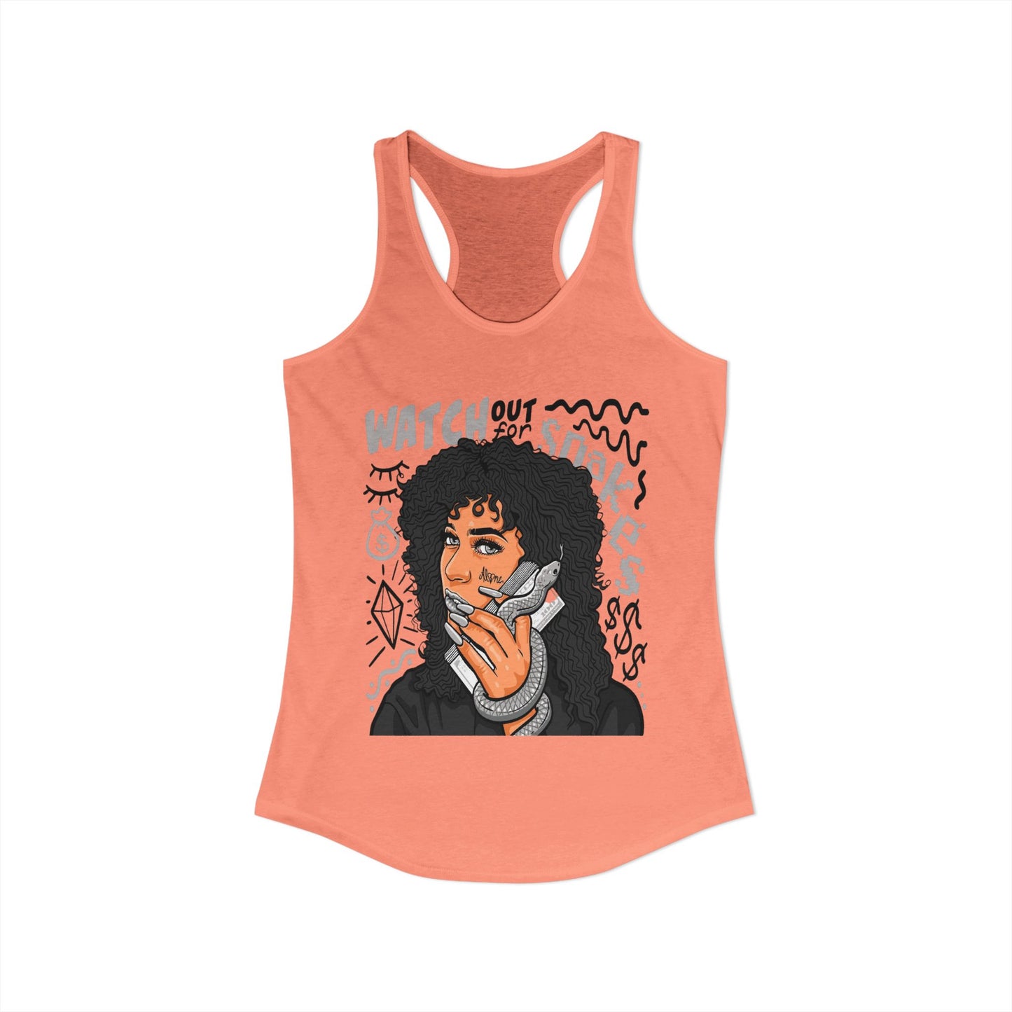 Watch Out Graphic Women's Racerback Tank Top – Trendy Summer Style