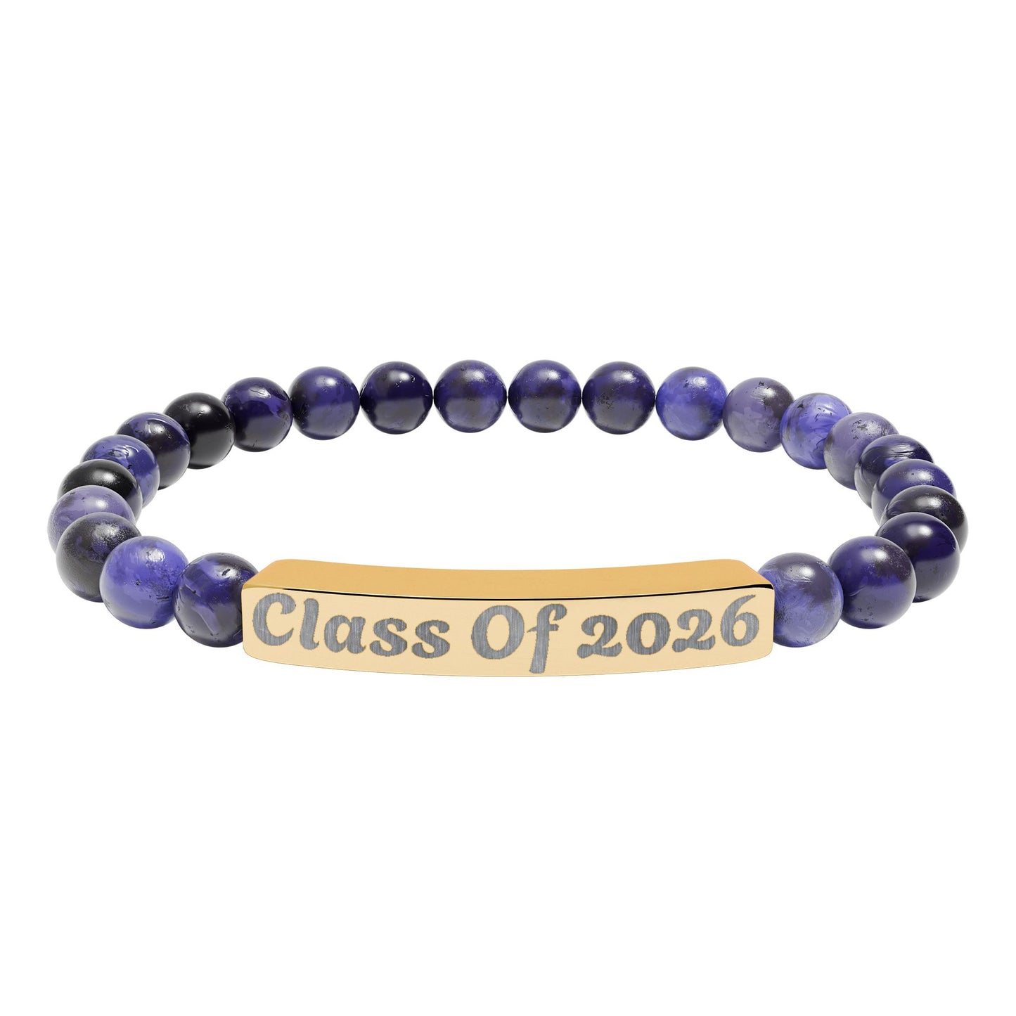 Engraved Class of 2026 Natural Stone Stretch Bracelet