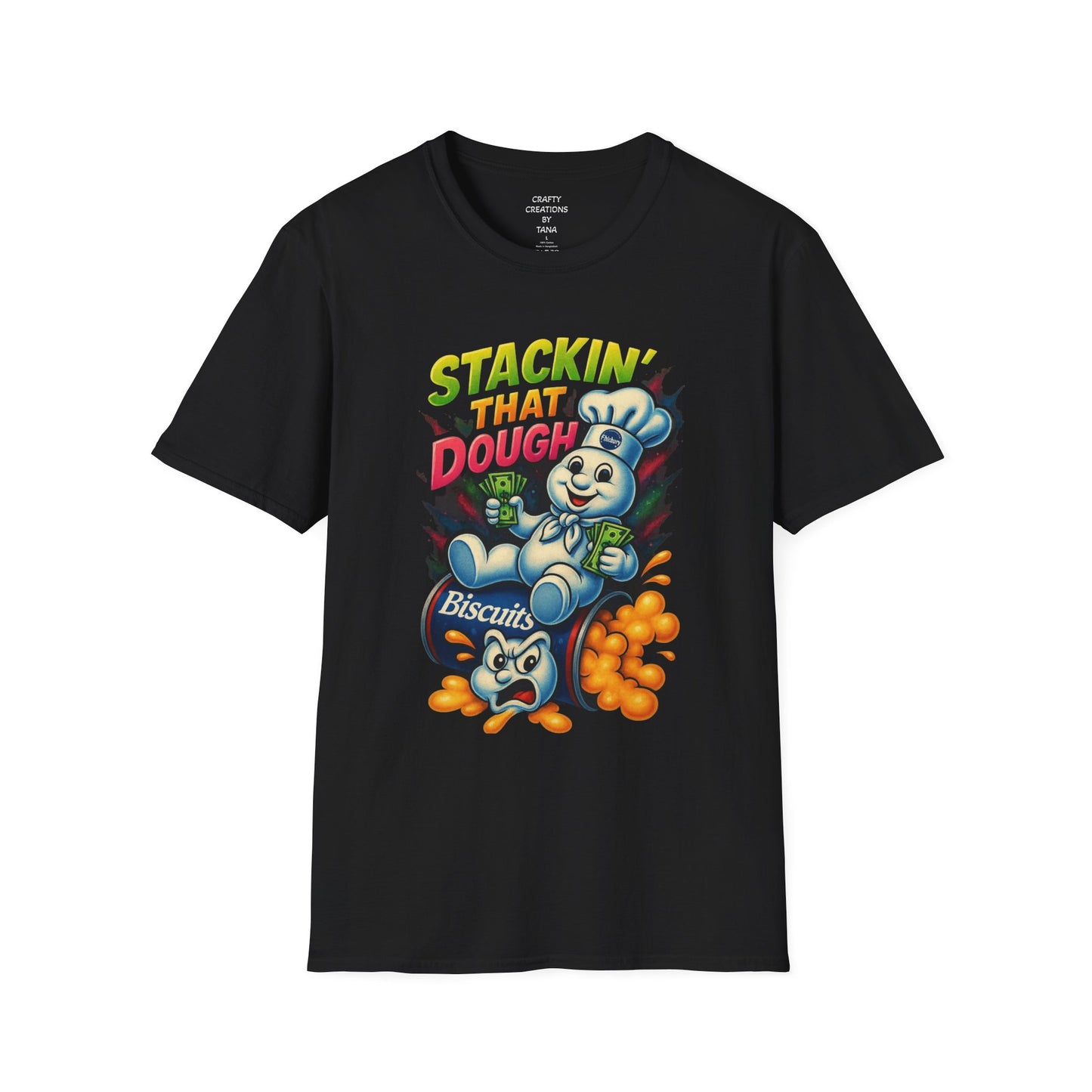 'Stackin' That Dough' Graphic Tee, Fun Gift for Bakers, Foodie Apparel, Retro Design, Casual Wear, Kitchen Humor