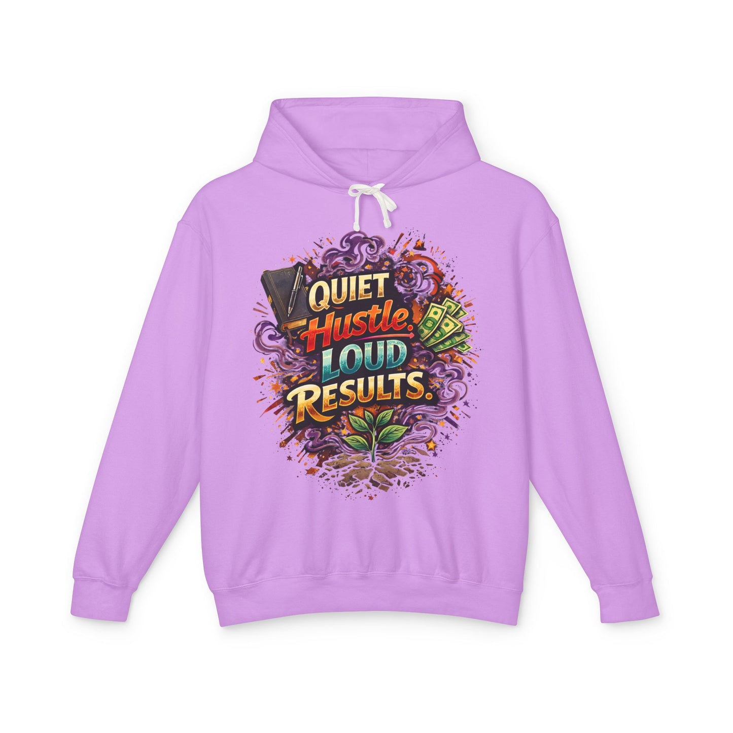 Quiet Hustle Loud Results Hoodie — Motivational Graphic Pullover